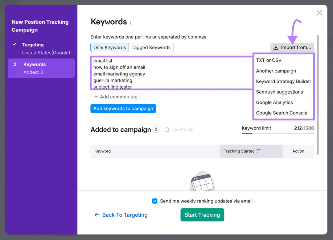 手动输入关键字，箭头指向“导入自”菜单，显示多个导入选项